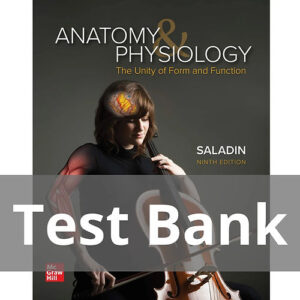 Cover image of "Anatomy & Physiology: The Unity of Form and Function 9th Edition TEST BANK", featuring a comprehensive test bank with multiple-choice and case-study questions on human anatomy and physiology for students.