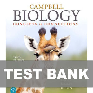 Cover image of "Campbell Biology Concepts & Connections 10th Edition Test Bank", offering key practice questions to strengthen understanding of biology concepts.