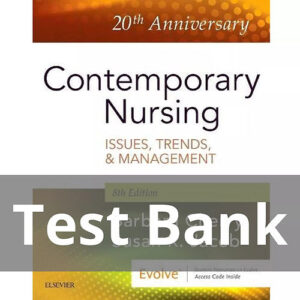 Cover image of "Contemporary Nursing Issues Trends And Management 8th Edition Test Bank" for nursing students.