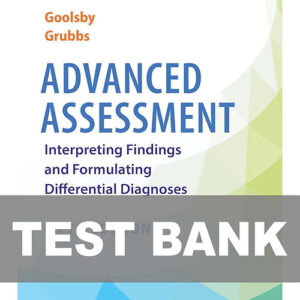 Cover image of "Advanced Assessment Interpreting Findings 5th Edition TEST BANK", featuring a test bank with exam questions for nursing and healthcare students.