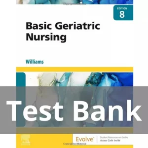 Cover image of "Basic Geriatric Nursing 8th Edition Test Bank", featuring essential practice questions for geriatric nursing students.