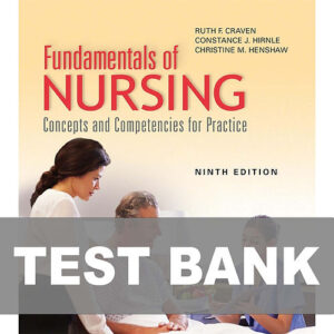 Fundamentals of Nursing 9th Edition Craven Test Bank 9781975120429 Cover