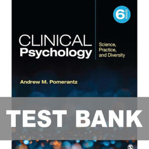 Cover image of "Clinical Psychology Science, Practice, and Diversity 6th Edition Test Bank" with essential practice questions for clinical psychology students.