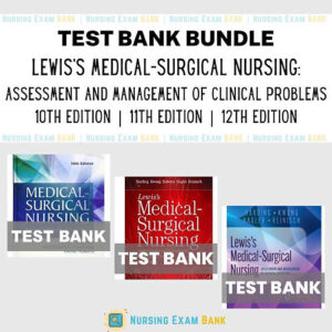 Cover of Lewis's Medical-Surgical Nursing 12th Edition - 11e - 10e BUNDLE Test Bank