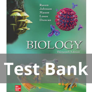 Cover image of "Biology 13th Edition Raven Test Bank", featuring essential practice questions to reinforce biological knowledge.